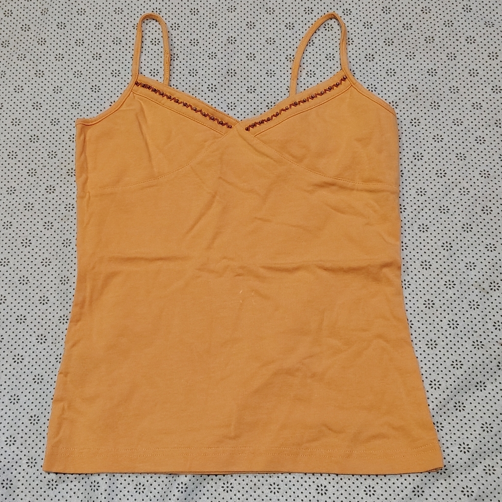 Fitted Orange Camisole Top with Spaghetti Straps
